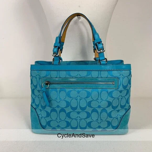Coach Aqua Signature Tote Bag - Stylish Leather